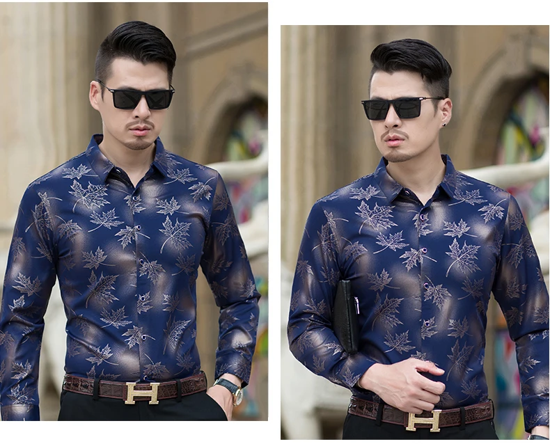 2021 New Social Long Sleeve Maple Leaf Designer Shirts Men Slim Fit Vintage Fashions Men's Shirt Man Dress Jersey Clothing 36565