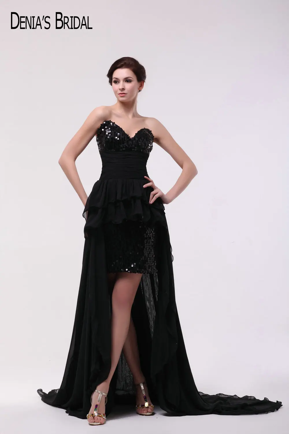 2017 Black Cocktail Party Dresses with Sweetheart Neckline Sequins Lace