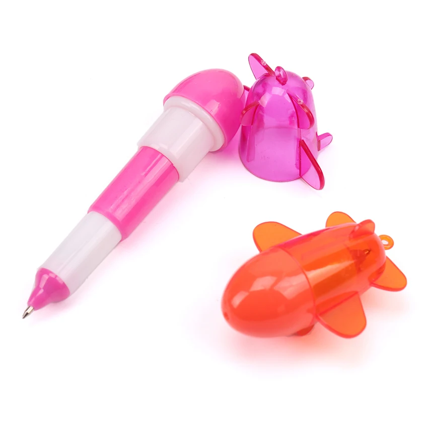 

6PCS Cute Aircraft Shape Ballpoint Pen Creative Plastic Telescopic Ballpen for Office Writing Stationery School Supplies