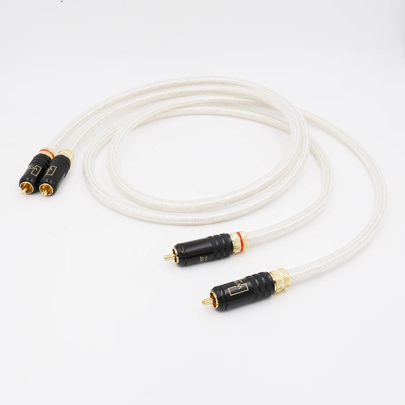  Free shipping Hifi Signature OFC Silver Platedr Interconnect Cable With 0144 Gold Plated RCA plugs