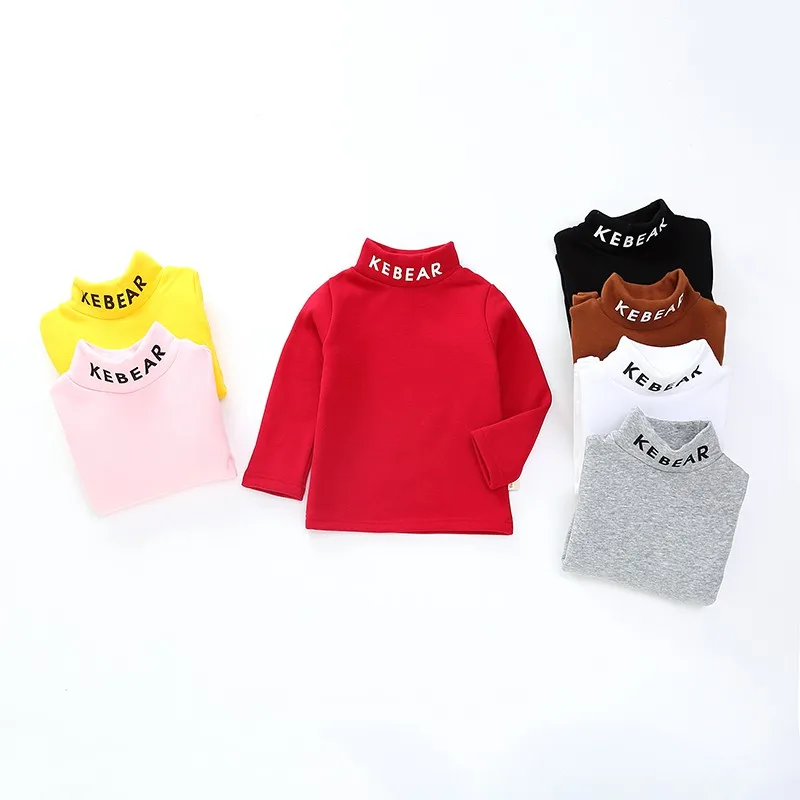 

Spring Soft Candy Color Tops Letter Collar Warm InsideJackets Boys Girls Winter Thickening Not Down Velvet Bottoming Shirt 1-5Y