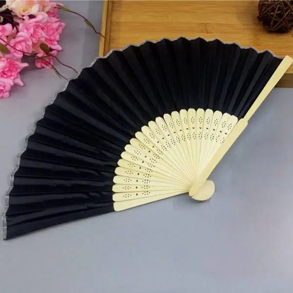 12 Pack Hand Held Fans Silk Bamboo Folding Fans Handheld Folded Fan for