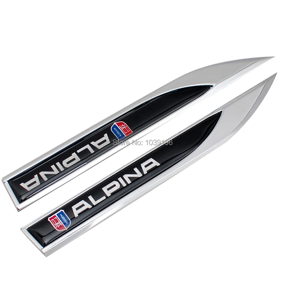 2 X Car Body Fender Side Metal Chrome Zinc Alloy Knife Side 3d Emblems