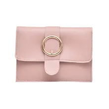 Модные женские туфли Однотонная одежда Square Ring кожаная сумка Messenger груди мешок небольшой талии Путешествия packbag