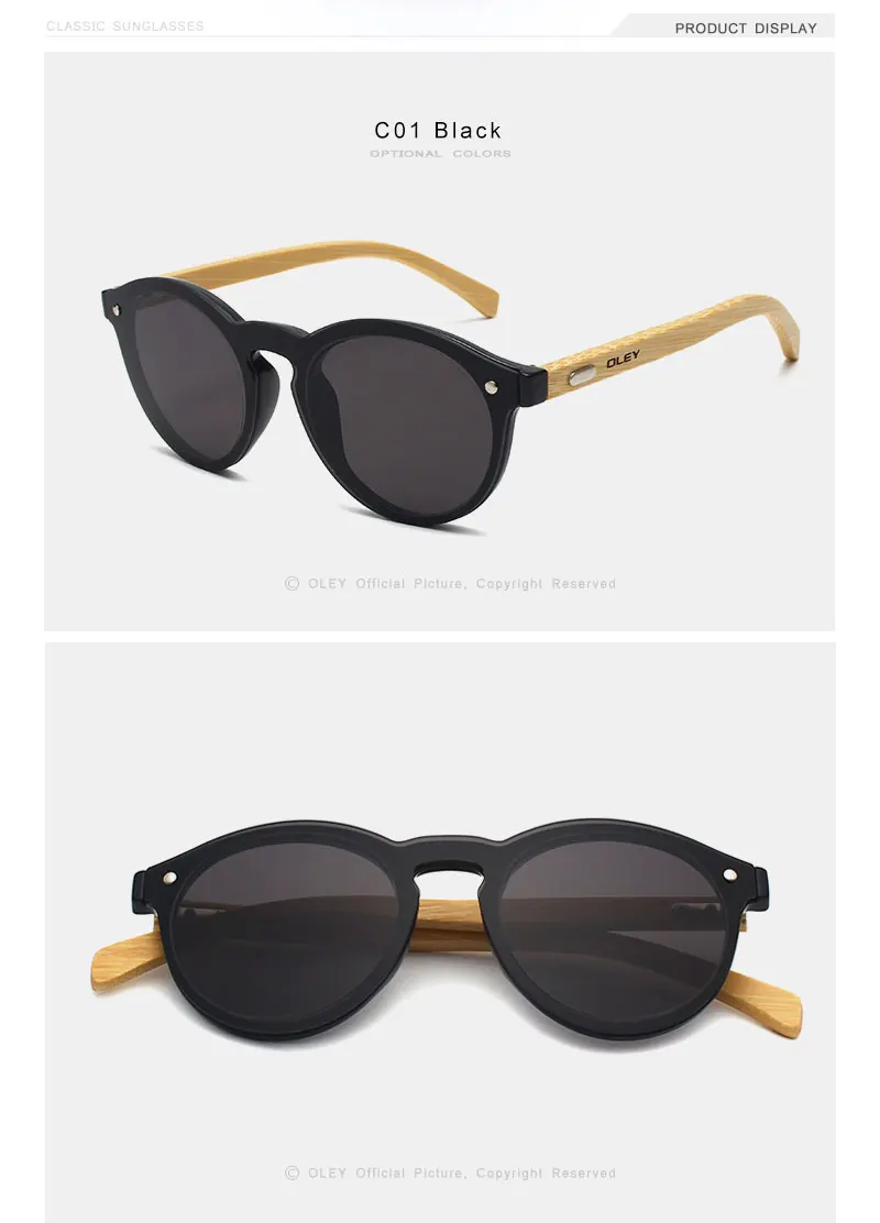 women's sunglasses OLEY  Brand Bamboo Leg Color Film Sunglasses Women Classic Round Overall Flat Lens Fashion Retro Female sun glasses Z0479 big round sunglasses