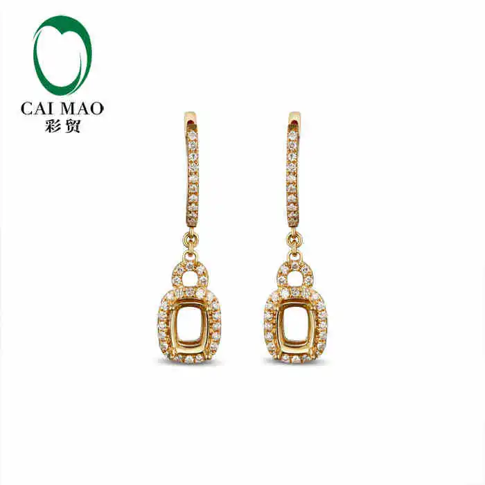 CaiMao Semi Mount Cushion cut Settings & 0.54ct Diamond 14k Yellow Gold Gemstone Engagement Fine Jewelry