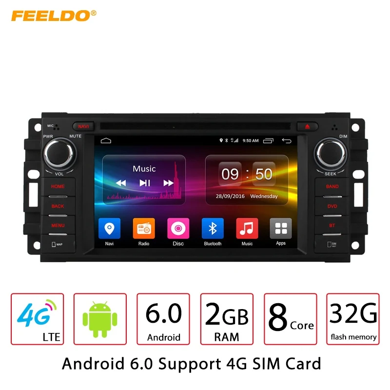 Best FEELDO 6.2" Android 6.0 (64bit) DDR3 2G/32G/4G LTE Octa Core Car DVD GPS Radio For Chrysler 300C Cirrus (07~10)/Sebring 07~12 0