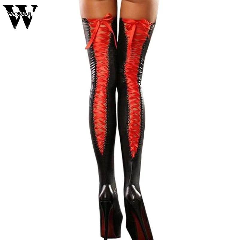 

2019 New Socks Women Sexy Club Comfortable Thigh-high Leather Lace Bow Long Sock Hot Sale