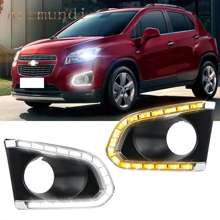 

For Chevrolet TRAX 2014 2015 2016 2PCS White+Yellow Signal Daytime Running Light DRL car accessories
