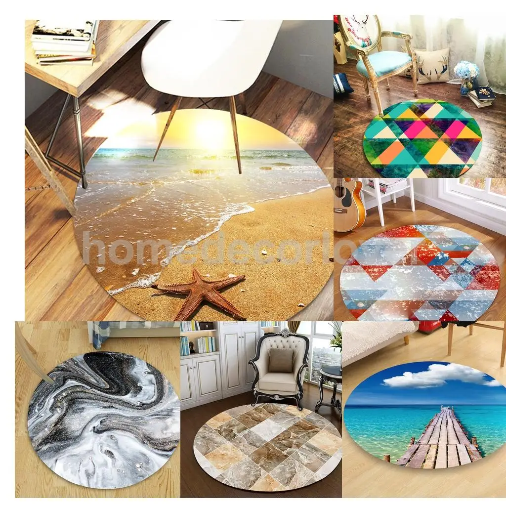 60cm Round 3D Desktop Table Top Countertop Furniture Protection Film Table Sticker PVC Film Decal Murals Cover Film	