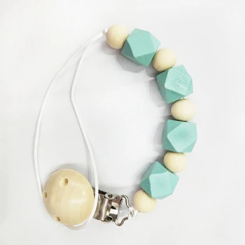 

Hot Sale 1PC Environmental Wooden Pacifier Clip for Baby Chewing Beads Teething Stick Holders Baby Gift Toy