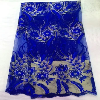

New style French net lace fabric royal blue African pure tulle mesh lace fabric Nigerian material high quality for party dress