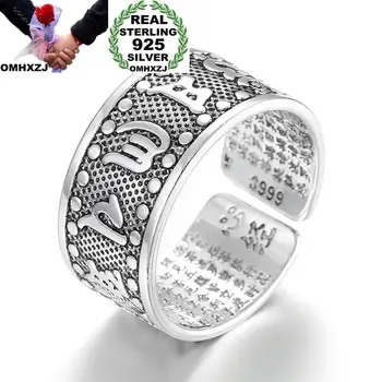 

OMHXZJ Wholesale European Fashion Woman Man Party Wedding Gift Silver Black Chinese Words Engraved Open Taiyin Ring RR338