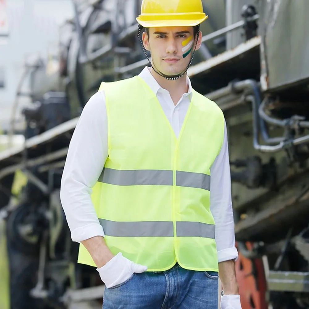 

High Visibility Vest Clothing Traffic Motorcycle Day Night Rider GREEN-Yellow Safety Security Reflective Cycling Outdoor Sports
