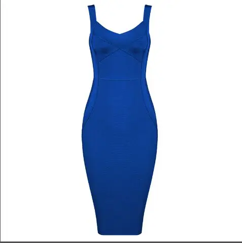 Бежевое женское бандажное платье на бретельках и коленях, новое поступление, летнее вечернее платье знаменитостей, vestidos, сексуальное платье eveni+ костюм - Цвет: Синий