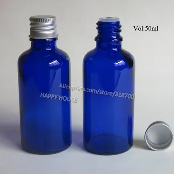 

360 x 50ml Cobalt Bluer Glass Essential Oil Bottle With Aluminum Lids