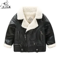 I.K Boys Parkas Jackets For Winter Warm Turn Down Collar 2017 Fashion Children Baby Kids Outwearcoats PU Leather Coats DP3009