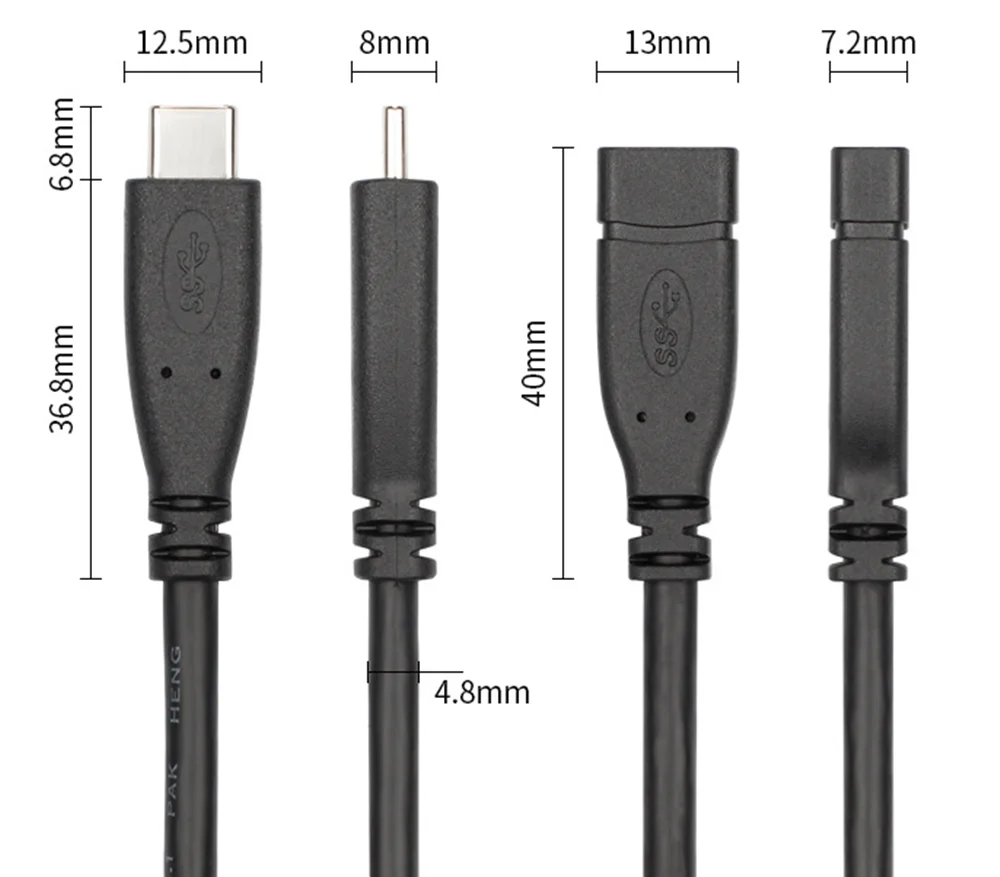 USB-C 3.1 الذكور إلى الإناث نوع-C الموسعة كابل بيانات USB-C سريع الشحن تمديد الكابلات لأي USB C واجهة جهاز 0.2 m-1 m