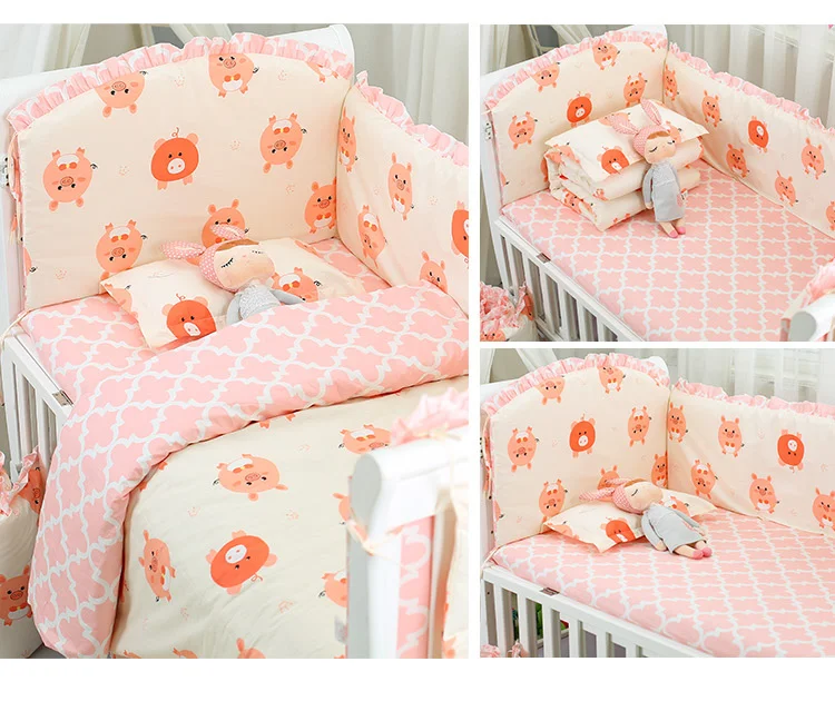 6pcs/Set Baby Bed Bumper set Baby Crib Protector Cot Around gift for newborn baby Girl Boy crib bedding set toddler bedding