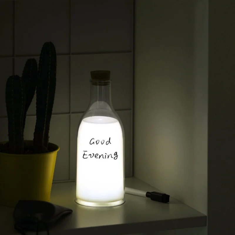

2018 New Children Girl Friend Gift Milk Bottle Lamp With Sleeping Essage Lamp Milk Warm White Bedroom Mark Pen Remind Bottom