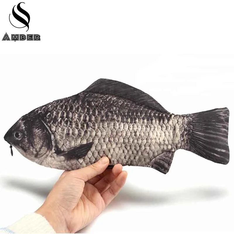 

Cute Creative Carp Novel Fish Pencil Case Bag Big Make up Holder Storage Pouch Pen Pencil Box Funny Stationery School Tool