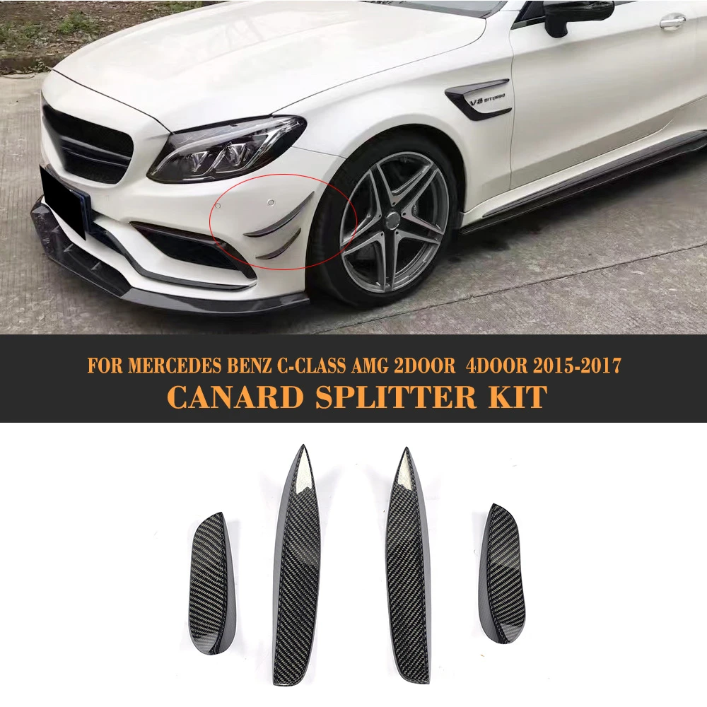 C Class Carbon Fiber Front Bumper Side Spoiler Flip Fins For Mercedes Benz W5 C63 Amg 15 16 17 4pcs Fins Fins Carbon Aliexpress