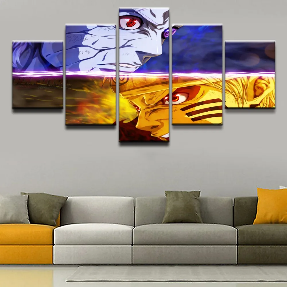 Us 104 48 Offframework Picture Canvas Print 5 Panel Naruto Uzumaki Obito Uchiha Rinnegan Sharingan Bedroom Living Room Home Wall Art Decor In