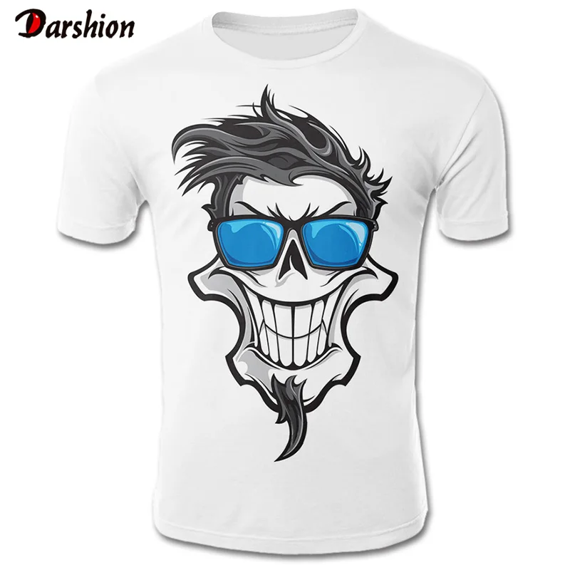 

New Hot Men Skull Printing Tees Shirt Cool Short Sleeve White T Shirt Blouse Tops For Male Wholesale Dropshipping