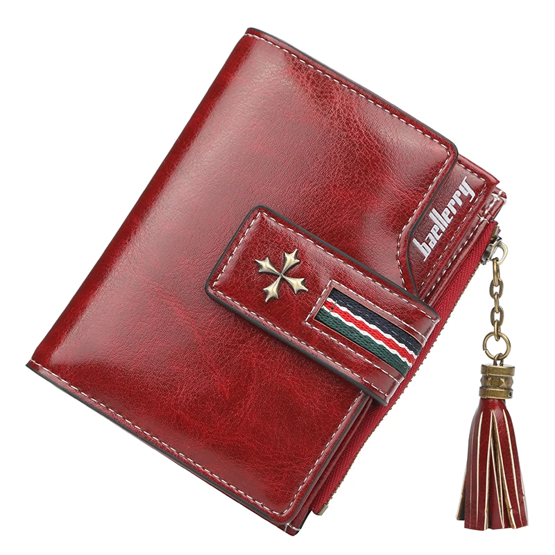 Purse Women Wallets Vintage Cute Trifold Portfel Female Small Ladies Brand Short Tassel