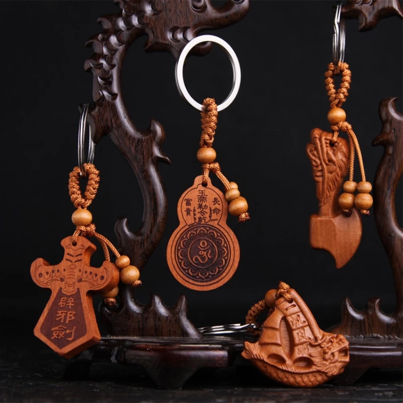 Христианский крест брелок веревка деревянный религиозных Charm кольцо Для женщин
