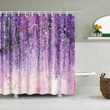Фиолетовая занавеска для душа, красочные 3d цветы, для мытья душа, водонепроницаемый декор, с hooks180x200cm, для ванной комнаты, большая, cortina bano