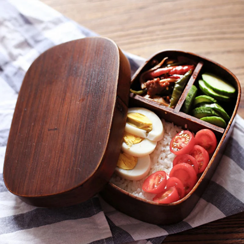 Японский стиль Bento коробки 1 слой 3 сетки деревянная коробочка для обедов Портативный Пикник Дети Студенты пищевой контейнер кухонный аксессуары