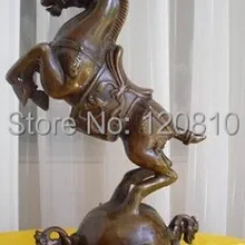 24 см высотой Тибетского Буддизма бронза лошадь с глобальными статуя