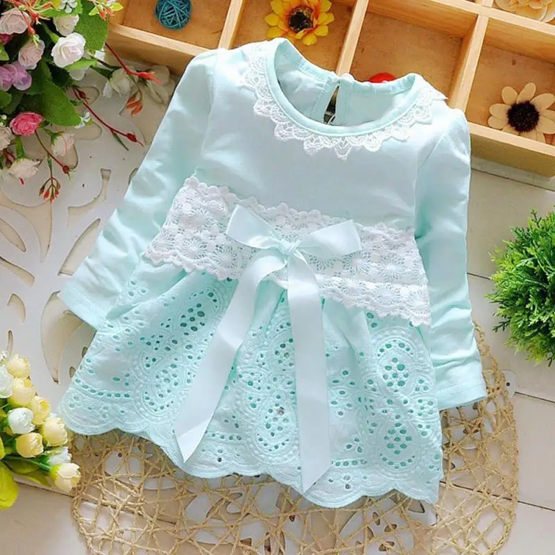 

TELOTUNY 2018 Baby Girls Long Sleeve Party Lace Flower Bow Princess Dress Kids Clothes For Girls Dress JAN31
