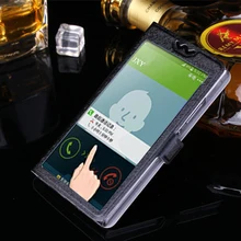 5 Colors With View Window Case For Sony Xperia C3 D2533 D2502 S55T Luxury Transparent Flip Cover For HTC ONE A9 Phone Case