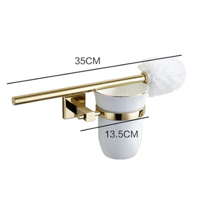 Hongdec роскошный латунный матовый золотой настенный душ система кран аксессуары для ванной комнаты Набор - Цвет: Toilet brush