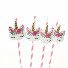 Cute Unicorn Party Straws Set
