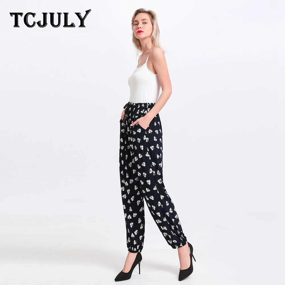 TCJULY Мода 2019 Лето район шаровары бегунов Для женщин шнурок свободные Повседневное