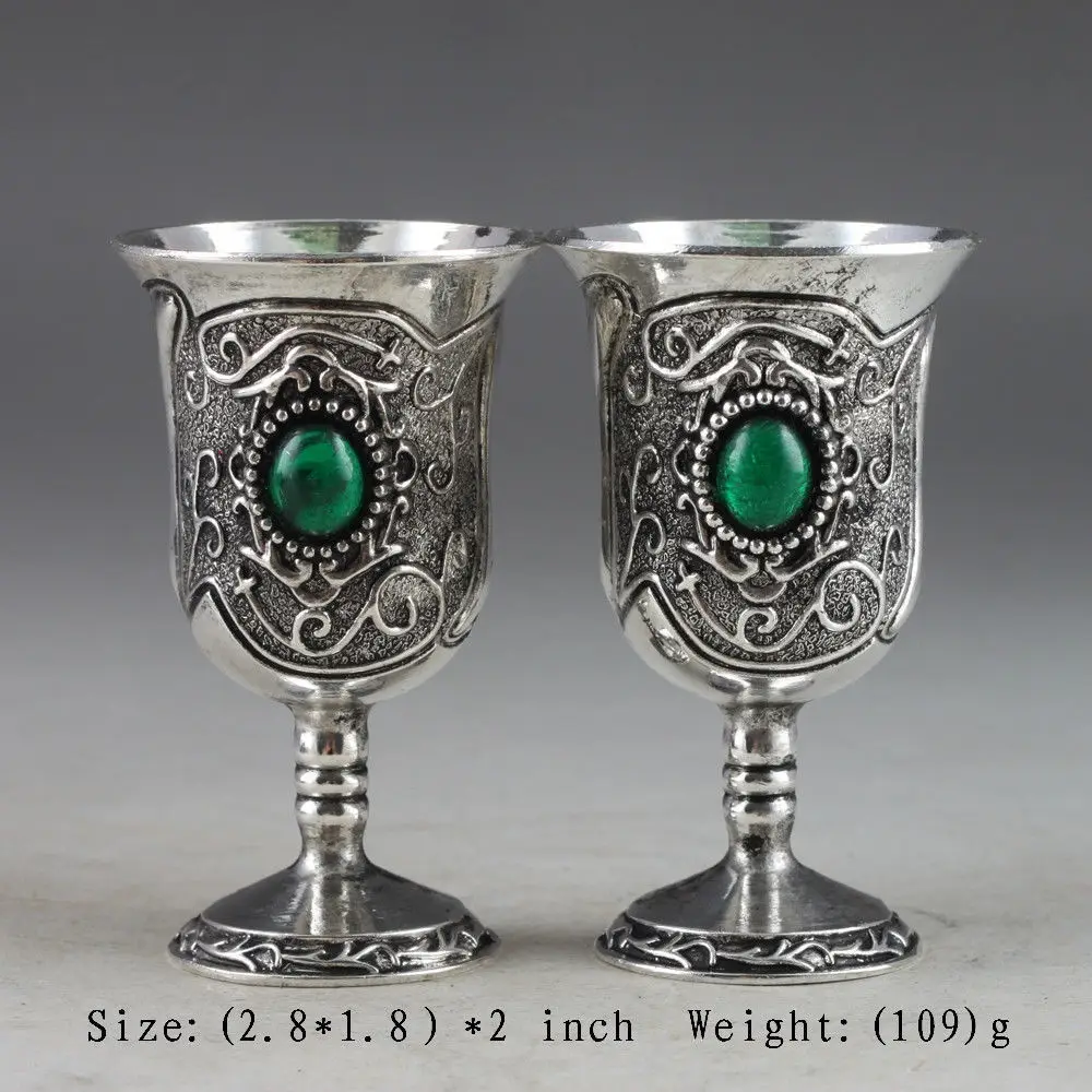 

The first - the old manual collection of steam from the Miao silver inlaid turquoise Cup