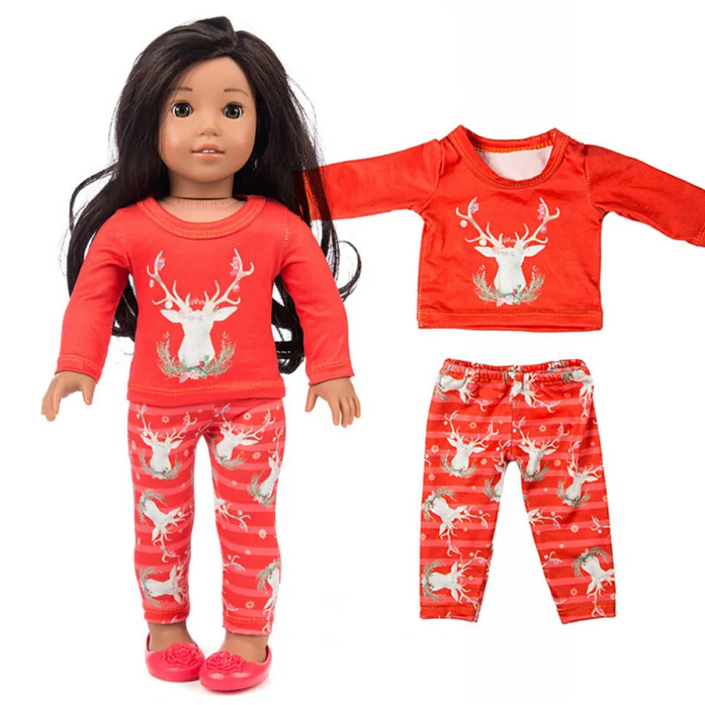 

Girl Doll Chirstmas Clothes Pants Shirt For 18 Inch for 43cm Girl Doll Accessory Outfit Beautiful Handmade Party Clothes D#