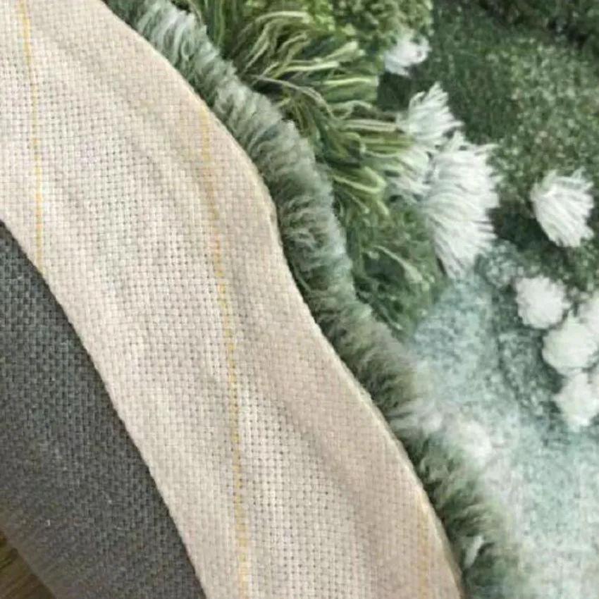 Зеленый seaboard 3D узор ручной работы шерсть смешивания ковер, пасторальный стиль круглой формы украшения зеленый маленький ковер