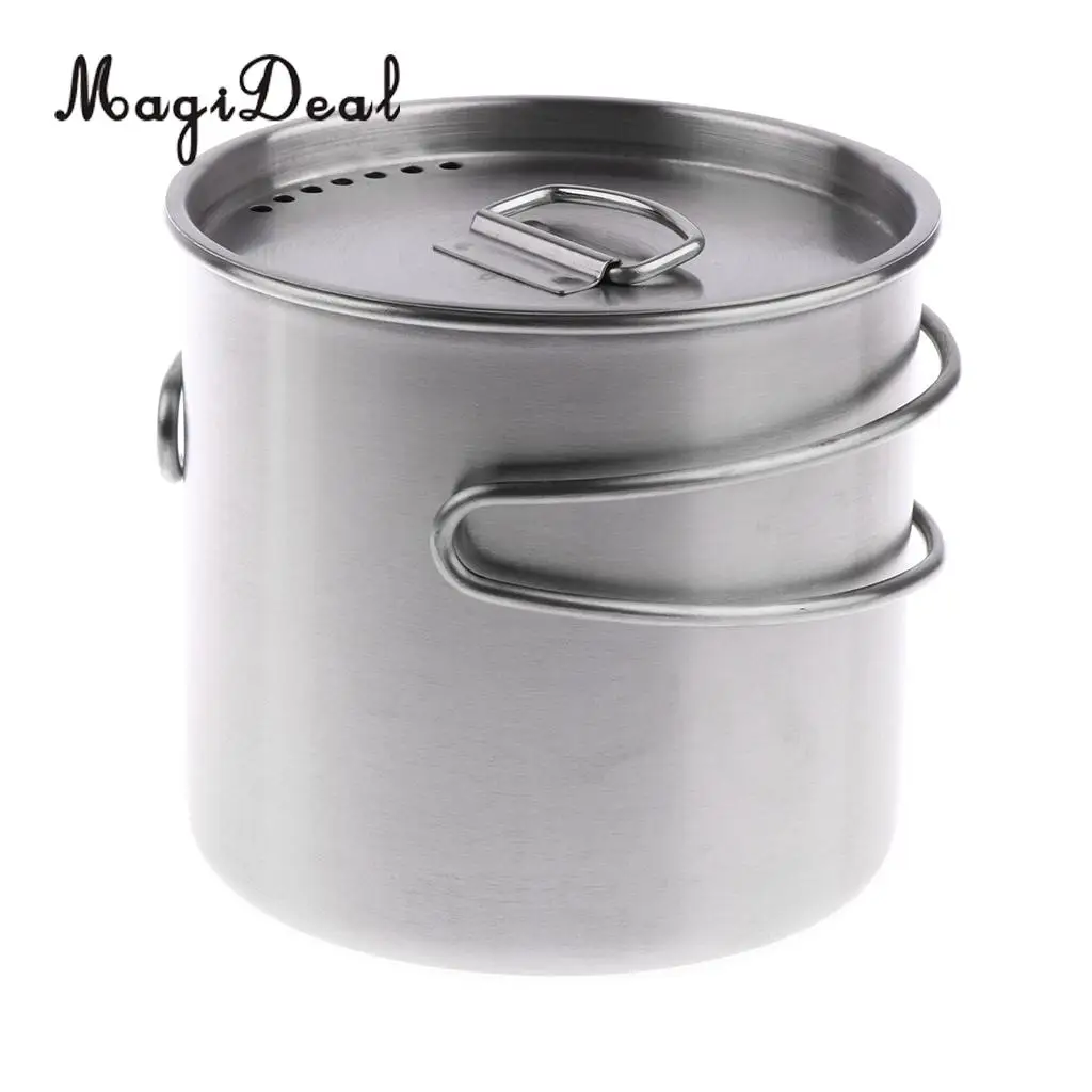 MagiDeal 500ml Outdoor Camping Cup Pot Bowl Backpacking Travel Cup Stainless Steel Camping Bowl for Picnic BBQ Accessories