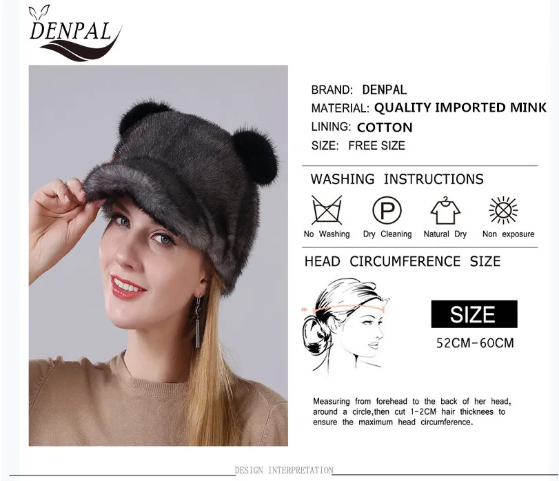 Зимняя теплая шапка, настоящая полностью из норки, меховая шапка для женщин, новая милая меховая шапка для щенка, изготовленная из импортной натуральной норки