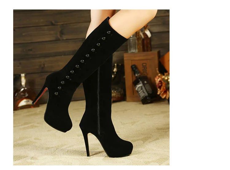 Fashion Platform Women Boots Mid-calf Boots High Heel Boots Female Winter Boots Bota Women Winter Shoes Women Shoes Botas Mujer