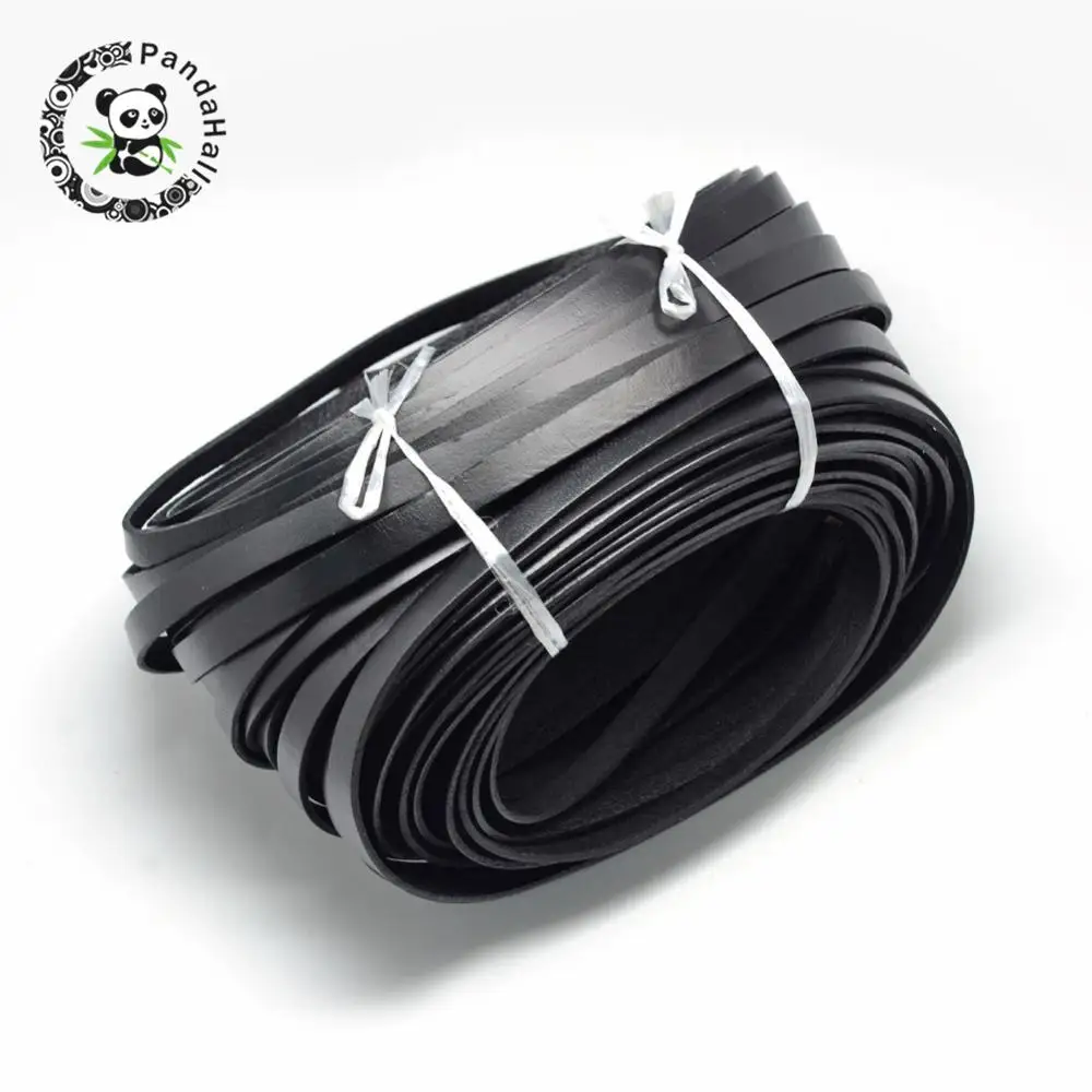 купить Leather Cords, Black, 10x2mm; about 50yards/bundle