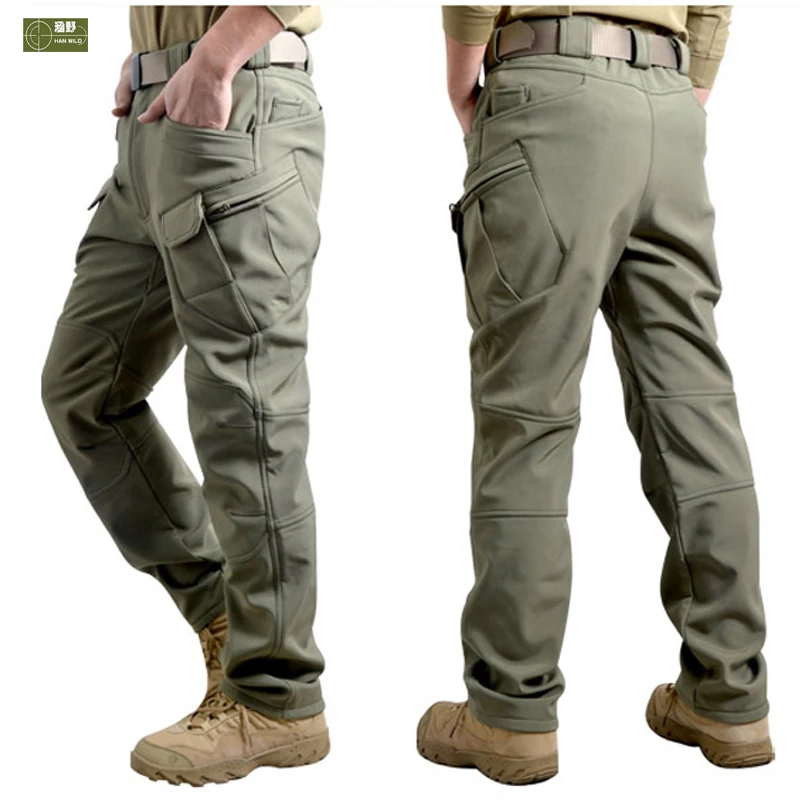 melhor Homens Inverno À Prova D Água de Peixe Tubarão Pele SoftShell Caminhadas Calça Militar Man Army Tactical Caça Acampamento Calças Subir Caminhadas Fleece