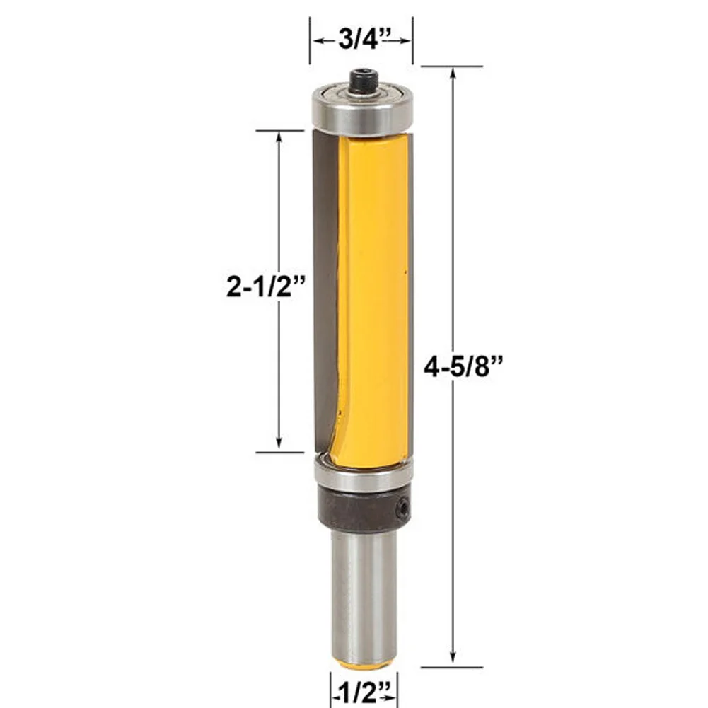 1/2 Inch Shank Dual Bearing Milling Cutter Carbide Flush Trim Router Bit Trimmer For Woodworking Tool