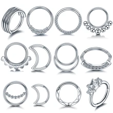 1 шт. 316L нержавеющая сталь Перегородка носа кольца для пирсинга циркон 18 г 16 г пирсинг Nez серьги перегородка пирсинг украшения для носа и тела