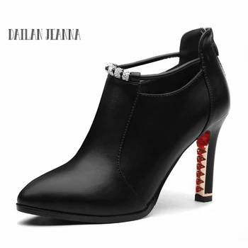 

2018 new women's shoes season leather high-heeled girl boots with Korean version joker ladies rhinestone single autumn European