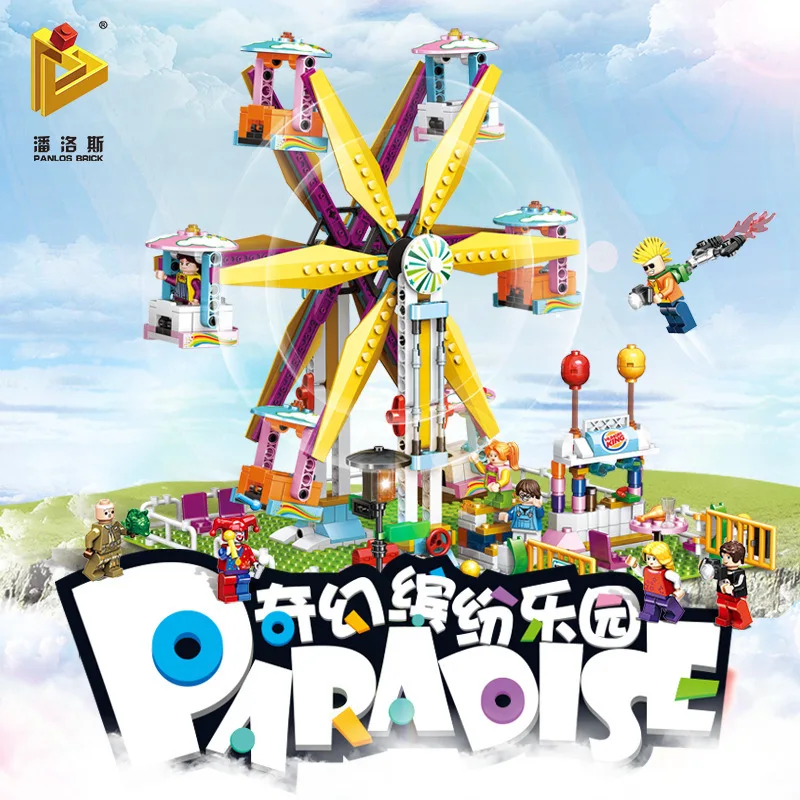 

2018 Hot 724pcs Amusement Park Ferris wheel Building Block Bricks Toy Birthday Gift For Children Compatible with Legoe